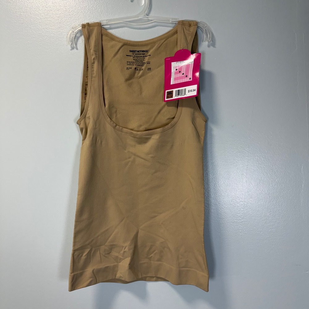 Sweet Nothings by Maidenform Seamless‎ Cami Firm Control Shapewear 3XL Tan 82405